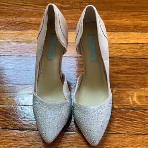Betsey Johnson sparkle & silk heels